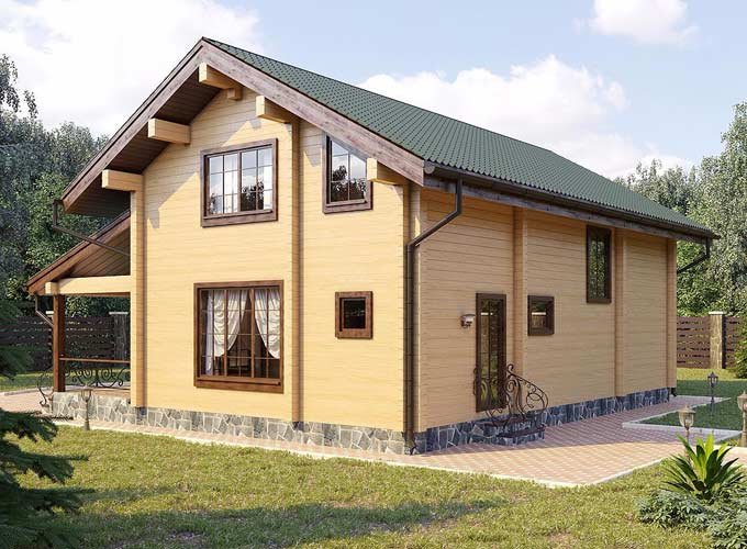 Wooden prefab homes back view