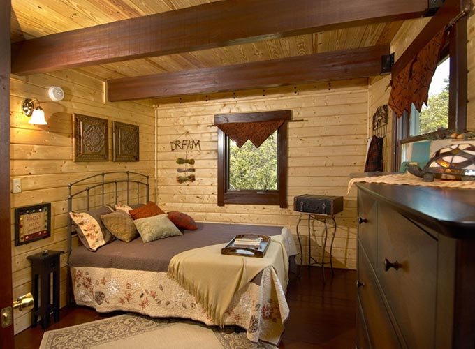 Modern log cabins bedroom