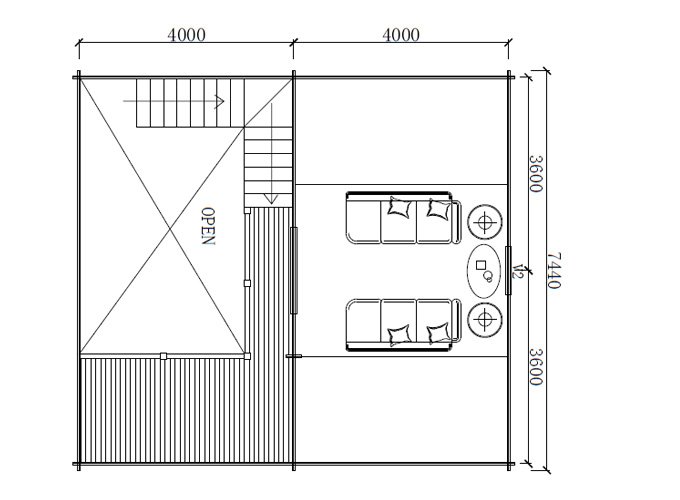 Modern log cabins layout