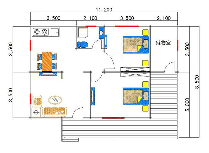 Wood cottage prefab house plan
